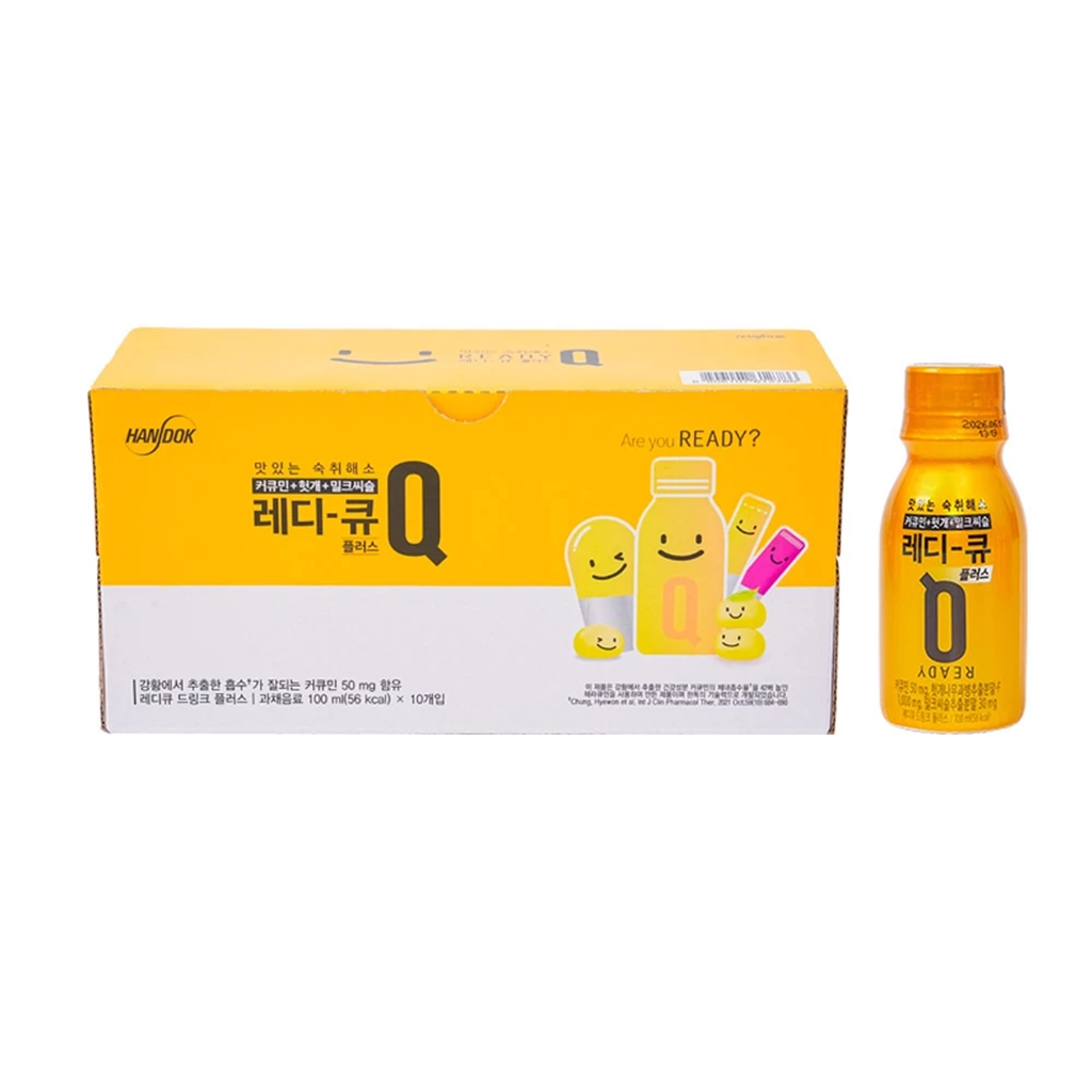46-1 Nước uống giải rượu, thải độc gan Hàn Quốc Ready Q hộp 10 chai x 100ml Korean Red Ginseng - Ảnh 1
